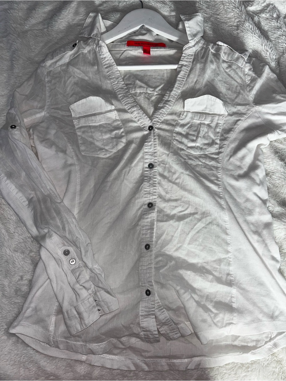 Mango Basic White Shirt with Red Label